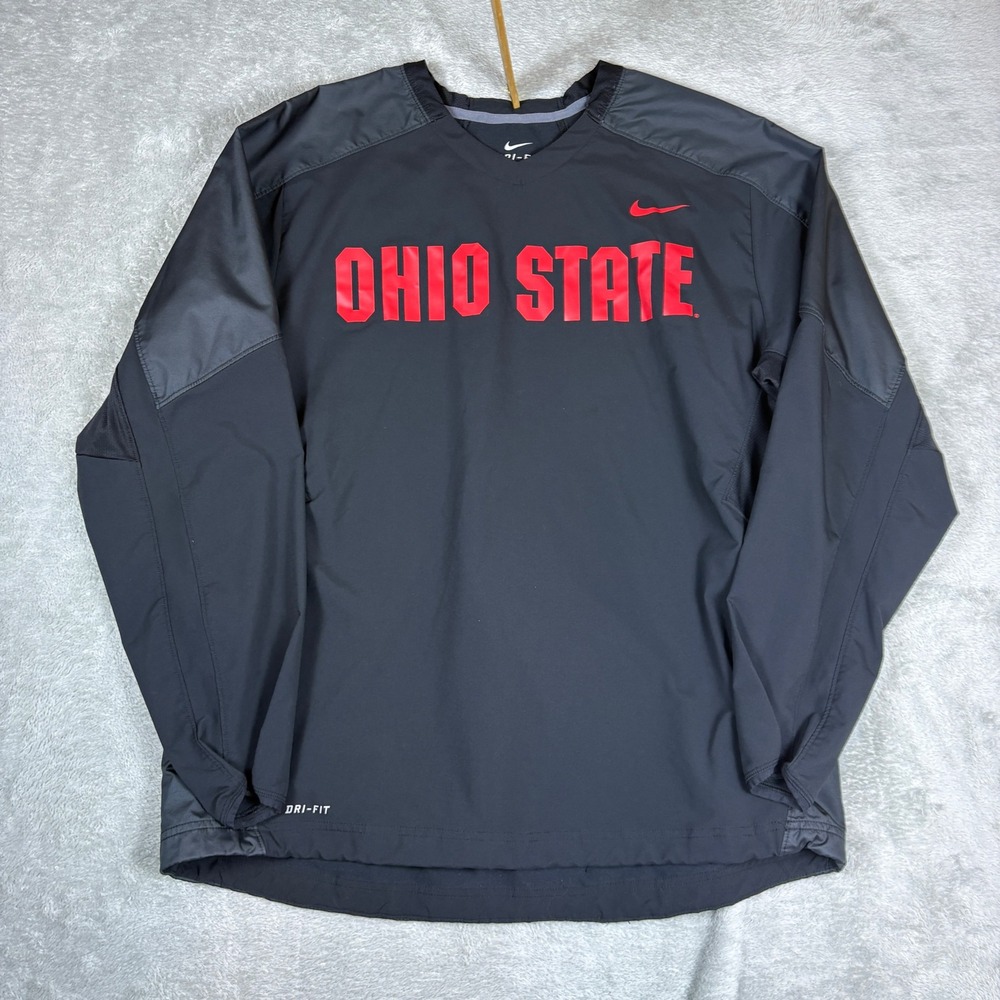 Nike Pullover Mens Large Ohio State Buckeyes Dri-FIT Training Windbreaker Black